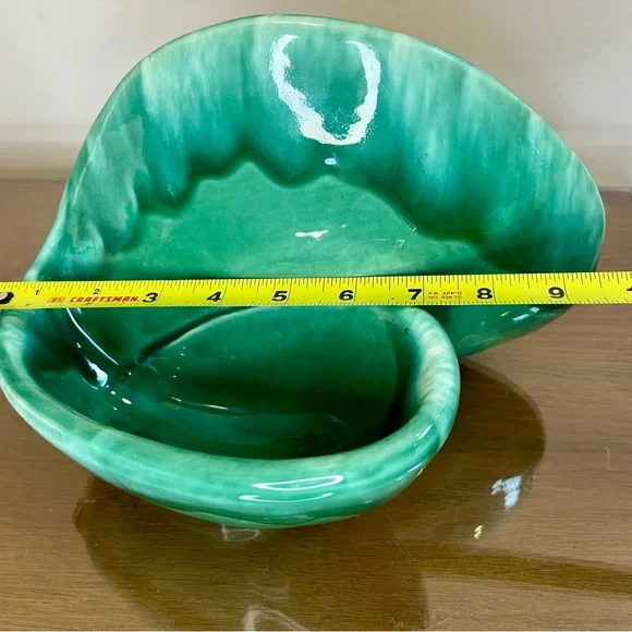 Vintage MCM TV Lamp - Planter, Green Drip Glaze, Shell Design Ambient Light Vibe - Picture 9 of 17